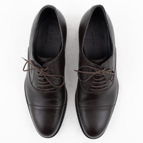 GUCCI Leather Lace-Up Shoes Men\'s 7.5 Brown main image 6